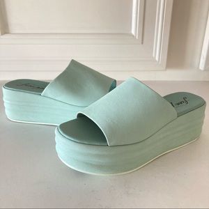 NWOT Free People Harbor Flatform Mint Platform Sandals Sz 39